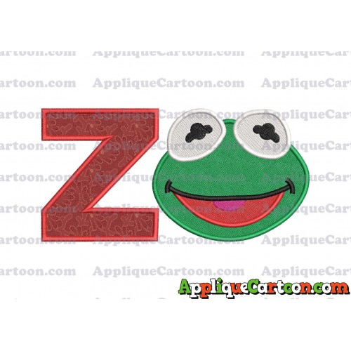 Kermit Muppet Baby Head 02 Applique Embroidery Design 2 With Alphabet Z