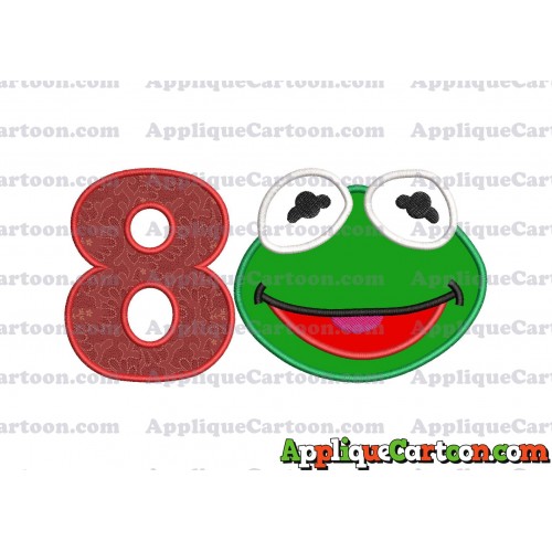 Kermit Muppet Baby Head 02 Applique Embroidery Design Birthday Number 8