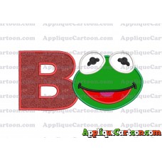 Kermit Muppet Baby Head 02 Applique Embroidery Design With Alphabet B
