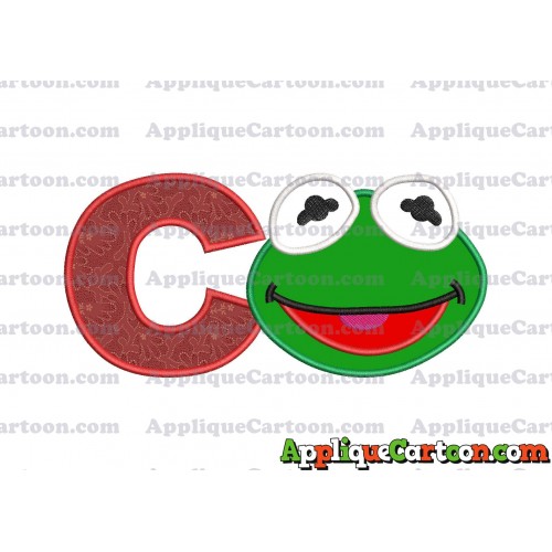Kermit Muppet Baby Head 02 Applique Embroidery Design With Alphabet C