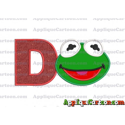 Kermit Muppet Baby Head 02 Applique Embroidery Design With Alphabet D