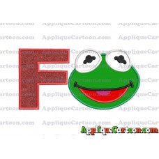 Kermit Muppet Baby Head 02 Applique Embroidery Design With Alphabet F
