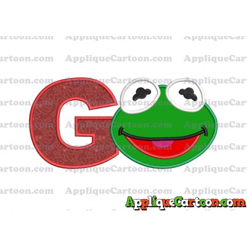 Kermit Muppet Baby Head 02 Applique Embroidery Design With Alphabet G