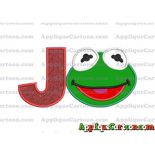 Kermit Muppet Baby Head 02 Applique Embroidery Design With Alphabet J