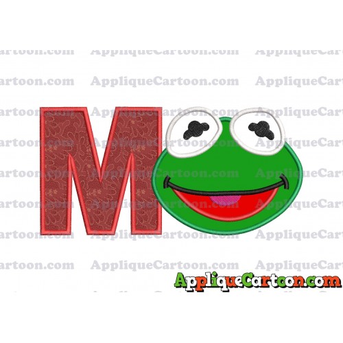 Kermit Muppet Baby Head 02 Applique Embroidery Design With Alphabet M