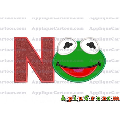 Kermit Muppet Baby Head 02 Applique Embroidery Design With Alphabet N