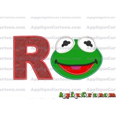 Kermit Muppet Baby Head 02 Applique Embroidery Design With Alphabet R