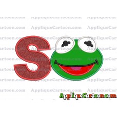 Kermit Muppet Baby Head 02 Applique Embroidery Design With Alphabet S