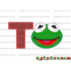 Kermit Muppet Baby Head 02 Applique Embroidery Design With Alphabet T