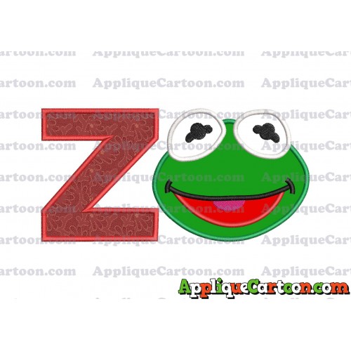 Kermit Muppet Baby Head 02 Applique Embroidery Design With Alphabet Z