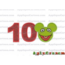 Kermit Sesame Street Ears Applique Embroidery Design Birthday Number 10