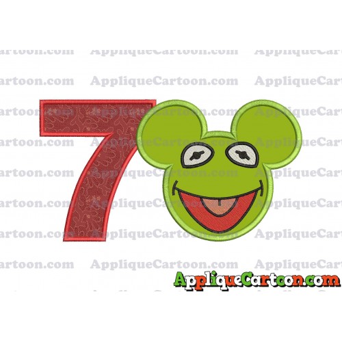 Kermit Sesame Street Ears Applique Embroidery Design Birthday Number 7