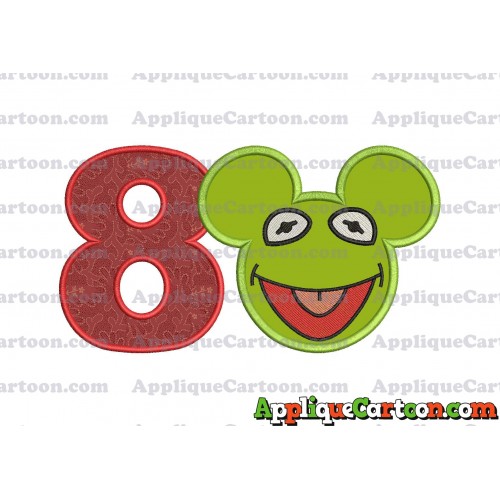 Kermit Sesame Street Ears Applique Embroidery Design Birthday Number 8