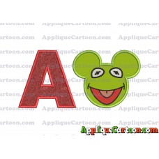 Kermit Sesame Street Ears Applique Embroidery Design With Alphabet A