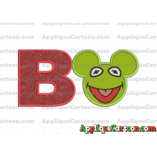 Kermit Sesame Street Ears Applique Embroidery Design With Alphabet B