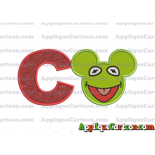 Kermit Sesame Street Ears Applique Embroidery Design With Alphabet C