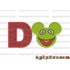 Kermit Sesame Street Ears Applique Embroidery Design With Alphabet D