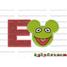 Kermit Sesame Street Ears Applique Embroidery Design With Alphabet E