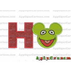 Kermit Sesame Street Ears Applique Embroidery Design With Alphabet H