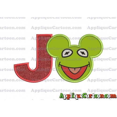 Kermit Sesame Street Ears Applique Embroidery Design With Alphabet J