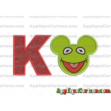 Kermit Sesame Street Ears Applique Embroidery Design With Alphabet K