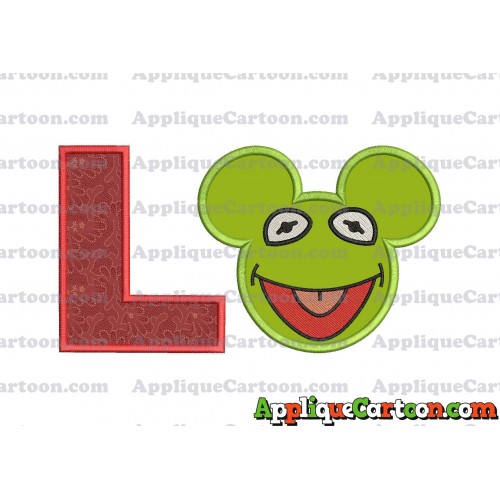 Kermit Sesame Street Ears Applique Embroidery Design With Alphabet L
