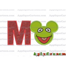 Kermit Sesame Street Ears Applique Embroidery Design With Alphabet M
