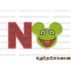 Kermit Sesame Street Ears Applique Embroidery Design With Alphabet N
