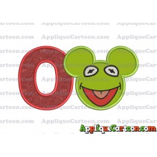 Kermit Sesame Street Ears Applique Embroidery Design With Alphabet O