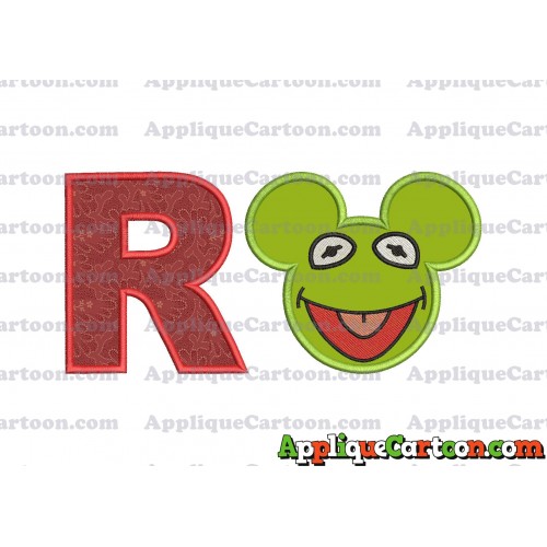 Kermit Sesame Street Ears Applique Embroidery Design With Alphabet R