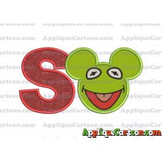 Kermit Sesame Street Ears Applique Embroidery Design With Alphabet S