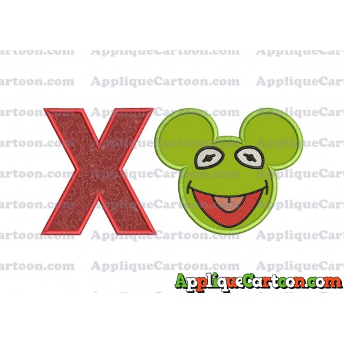 Kermit Sesame Street Ears Applique Embroidery Design With Alphabet X