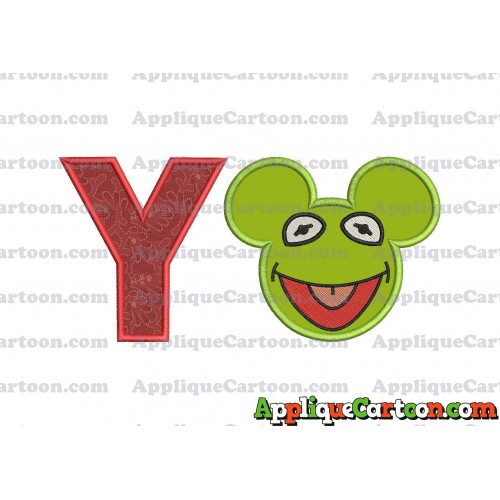 Kermit Sesame Street Ears Applique Embroidery Design With Alphabet Y
