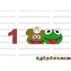 Kermit and Fozzie Muppet Baby Heads 01 Applique Embroidery Design Birthday Number 1