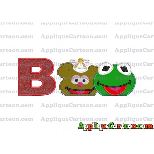 Kermit and Fozzie Muppet Baby Heads 01 Applique Embroidery Design With Alphabet B