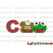 Kermit and Fozzie Muppet Baby Heads 01 Applique Embroidery Design With Alphabet C