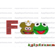 Kermit and Fozzie Muppet Baby Heads 01 Applique Embroidery Design With Alphabet F