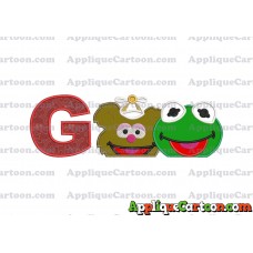 Kermit and Fozzie Muppet Baby Heads 01 Applique Embroidery Design With Alphabet G