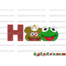 Kermit and Fozzie Muppet Baby Heads 01 Applique Embroidery Design With Alphabet H