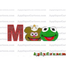 Kermit and Fozzie Muppet Baby Heads 01 Applique Embroidery Design With Alphabet M