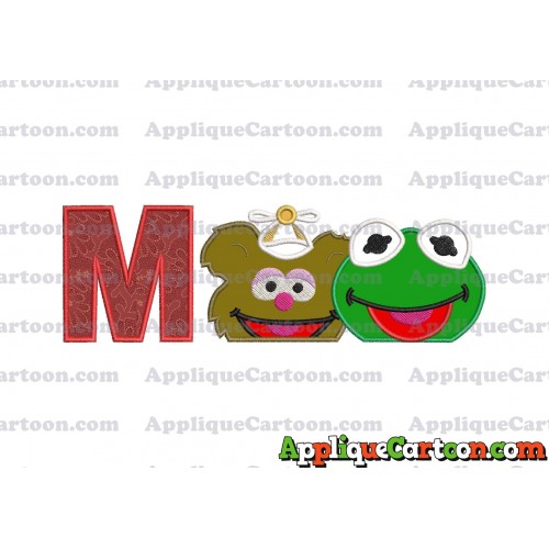 Kermit and Fozzie Muppet Baby Heads 01 Applique Embroidery Design With Alphabet M