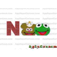 Kermit and Fozzie Muppet Baby Heads 01 Applique Embroidery Design With Alphabet N