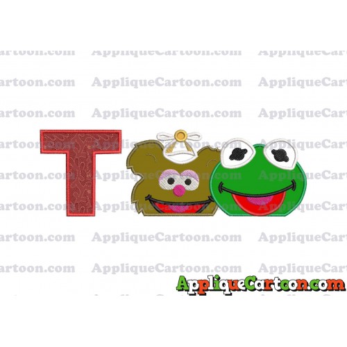 Kermit and Fozzie Muppet Baby Heads 01 Applique Embroidery Design With Alphabet T