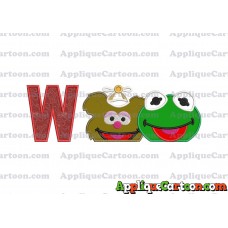 Kermit and Fozzie Muppet Baby Heads 01 Applique Embroidery Design With Alphabet W