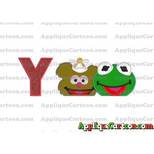 Kermit and Fozzie Muppet Baby Heads 01 Applique Embroidery Design With Alphabet Y