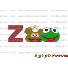 Kermit and Fozzie Muppet Baby Heads 01 Applique Embroidery Design With Alphabet Z