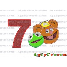 Kermit and Fozzie Muppet Baby Heads 02 Applique Embroidery Design Birthday Number 7