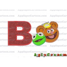 Kermit and Fozzie Muppet Baby Heads 02 Applique Embroidery Design With Alphabet B