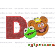 Kermit and Fozzie Muppet Baby Heads 02 Applique Embroidery Design With Alphabet D