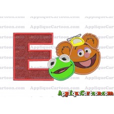 Kermit and Fozzie Muppet Baby Heads 02 Applique Embroidery Design With Alphabet E